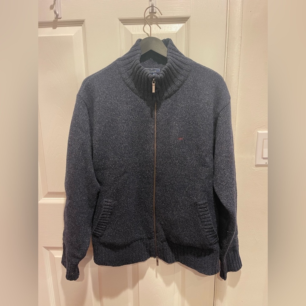 Faconnable Dark Blue Zip-Up Sweater
